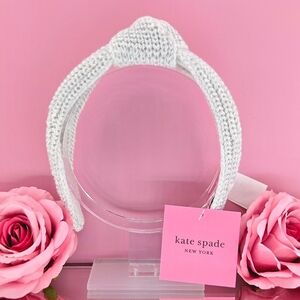 Kate Spade Headband French Cream Metallic Bow Wool Blend Sparkle Knot Preppy